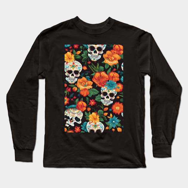 Cinco de Mayo skull pattern Long Sleeve T-Shirt by Spaceboyishere